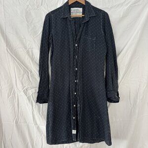 Frank & Eileen Blue and White Polka Dot Button Up Dress